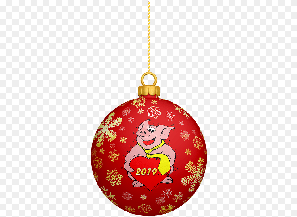 New Year S Eve Christmas Ball Ornament Pig Christmas Ornament, Accessories, Animal, Cat, Mammal Free Transparent Png