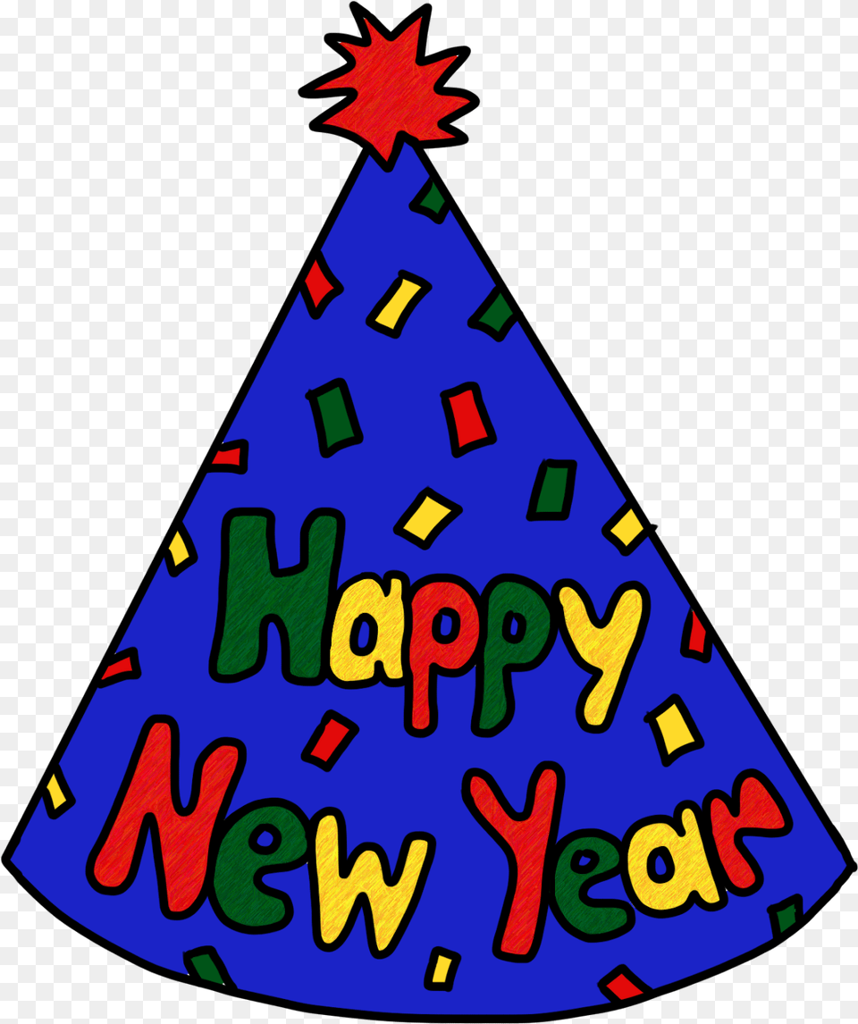 New Years Eve Animated Happy New Year Clipart New Years Party Hat Clipart, Clothing, Person Free Png