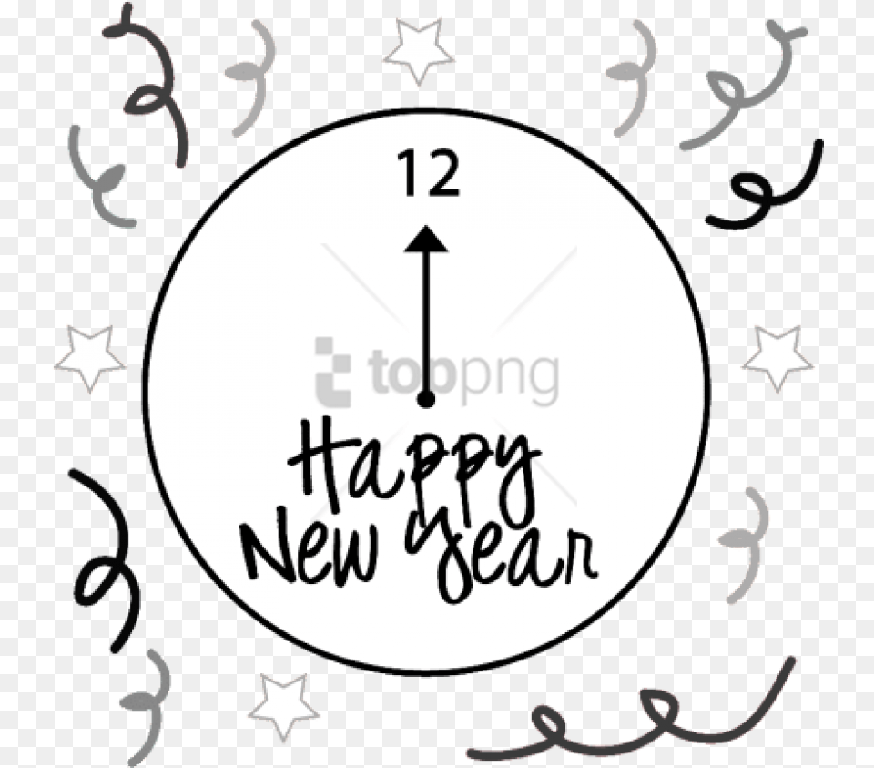 New Years Eve Clock Images Background New Years Eve Clip Art Black And White, Text, Handwriting Png