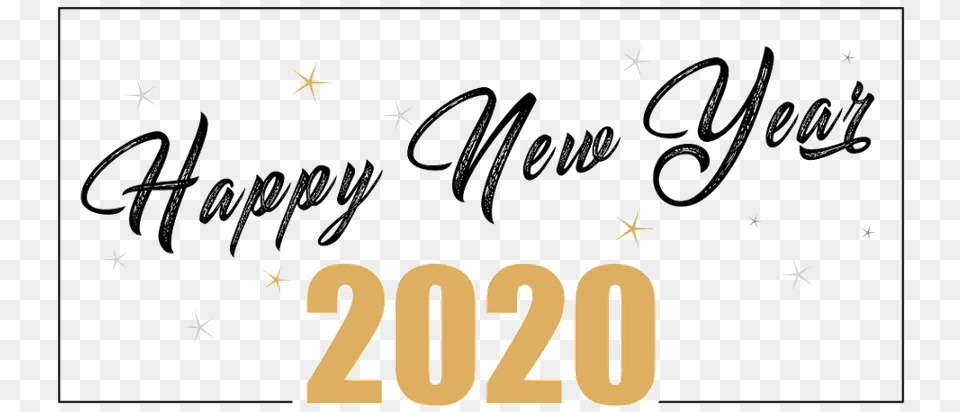 New Years Happy New Year 2020 Text, Handwriting Free Png