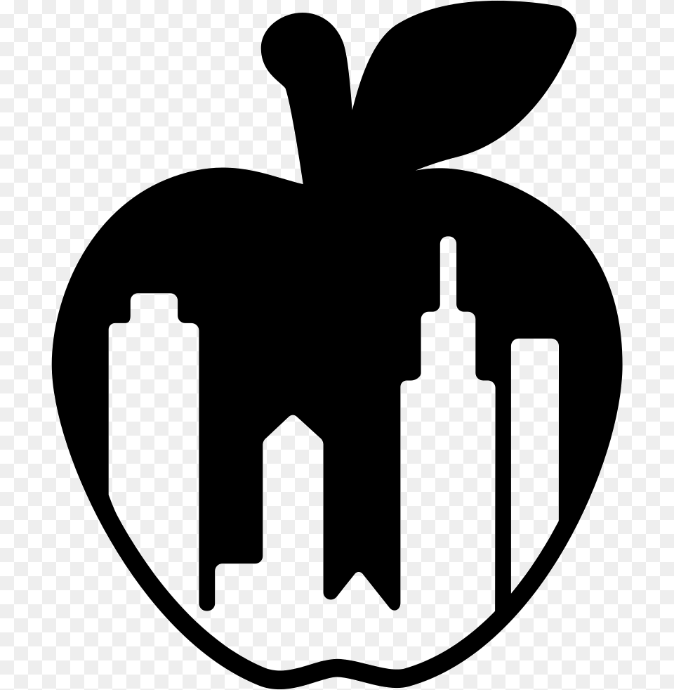 New York City Apple Symbol With Buildings Shapes Inside, Stencil, Logo, Animal, Mammal Png