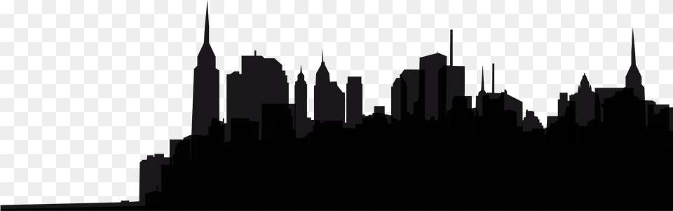 New York City Black And White Skyline Monochrome Photography Tower Block, Lighting, Nature, Night, Outdoors Png Image