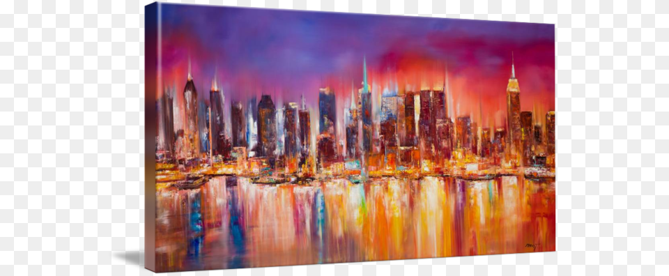 New York City Paintings On Canvas Unique Vibrant New Nyc Skyline Acrylic Painting, Scenery, Panoramic, Landscape, Outdoors Free Png Download