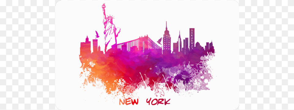 New York City Skyline 7 Doormat 30 X18 New York, Art, Graphics, Purple, Person Free Png Download