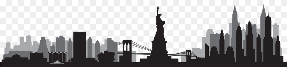 New York City Skyline Silhouette Amp New York City Silhouette, Urban, Architecture, Building, Metropolis Png Image