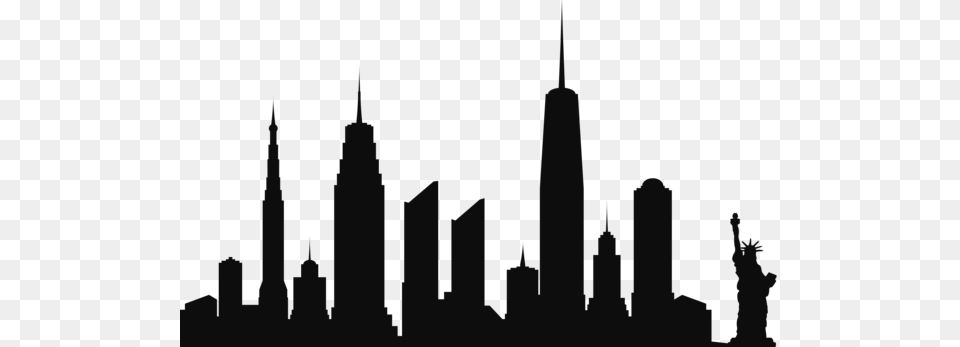 New York City Skyline Silhouette Clip Art, Architecture, Building, Spire, Tower Png Image