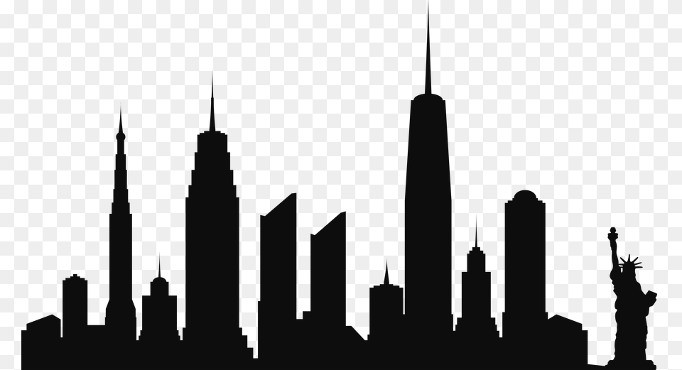 New York City Skyline Silhouette Clipart, Architecture, Tower, Spire, Urban Free Transparent Png