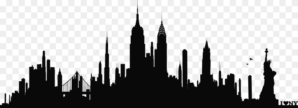 New York City Skyline Silhouette Wall Decal Phonograph New York City Skyline, Lighting, Urban, Architecture, Building Free Transparent Png