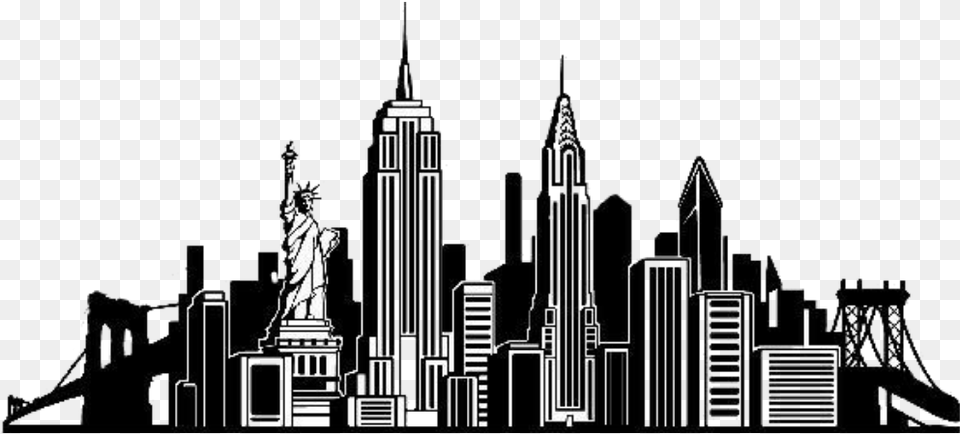 New York City Skyline Wall Decal Silhouette New York City Skyline Silhouette Transparent, Urban, Metropolis, Art, Building Png Image