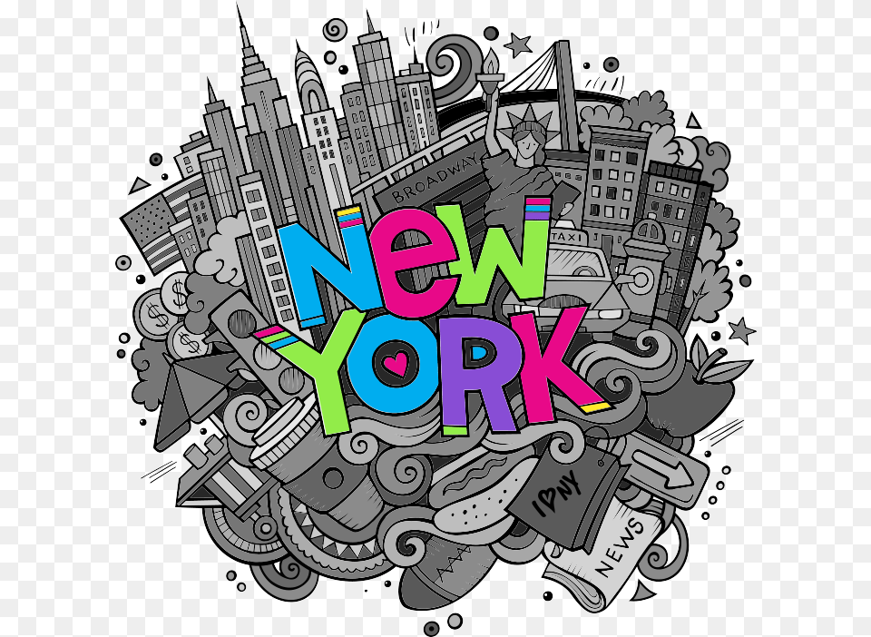 New York Cute, Art, Doodle, Drawing, Graphics Png
