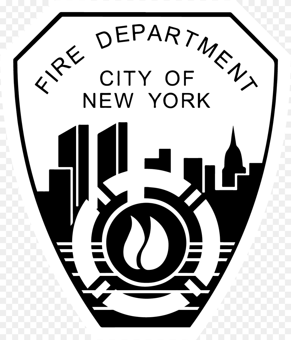 New York Firefighters Logo Fdny Logo Black And White, Badge, Symbol Free Transparent Png
