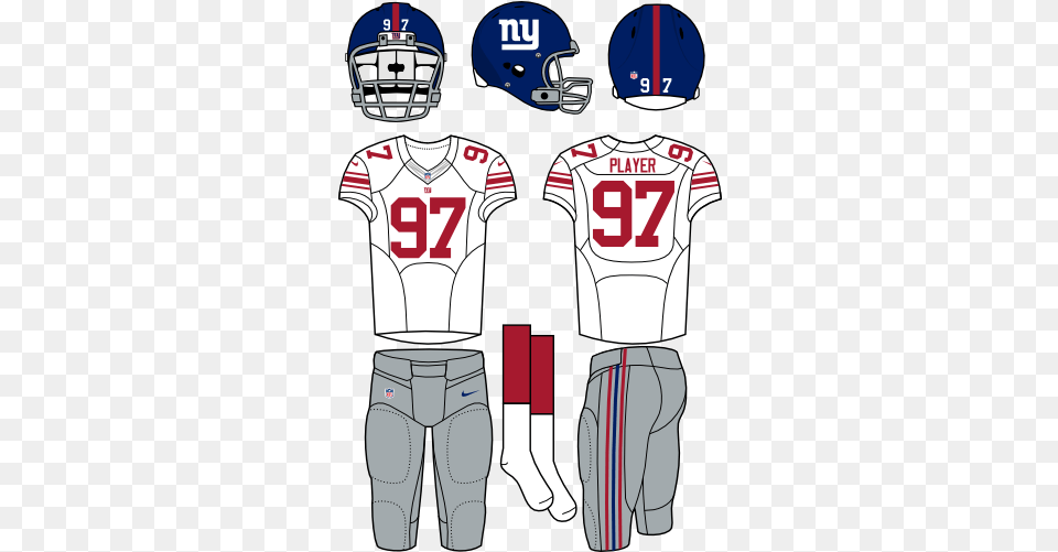 New York Giants Road Uniform National Football League Nfl New York Giants Uniforms, Clothing, Helmet, Shirt, American Football Png