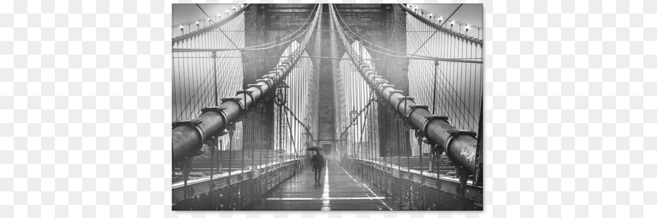New York Landscape Canvas Brooklyn Bridge Brooklyn Bridge Black And White Fb Cover, Person Free Png