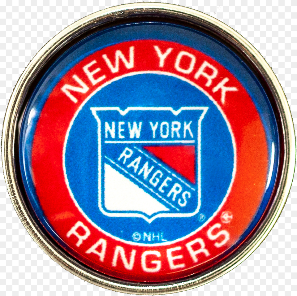 New York Rangers Nhl Hockey Snap Charm Tropicaltrinkets Logo, Badge, Emblem, Symbol, Can Free Png