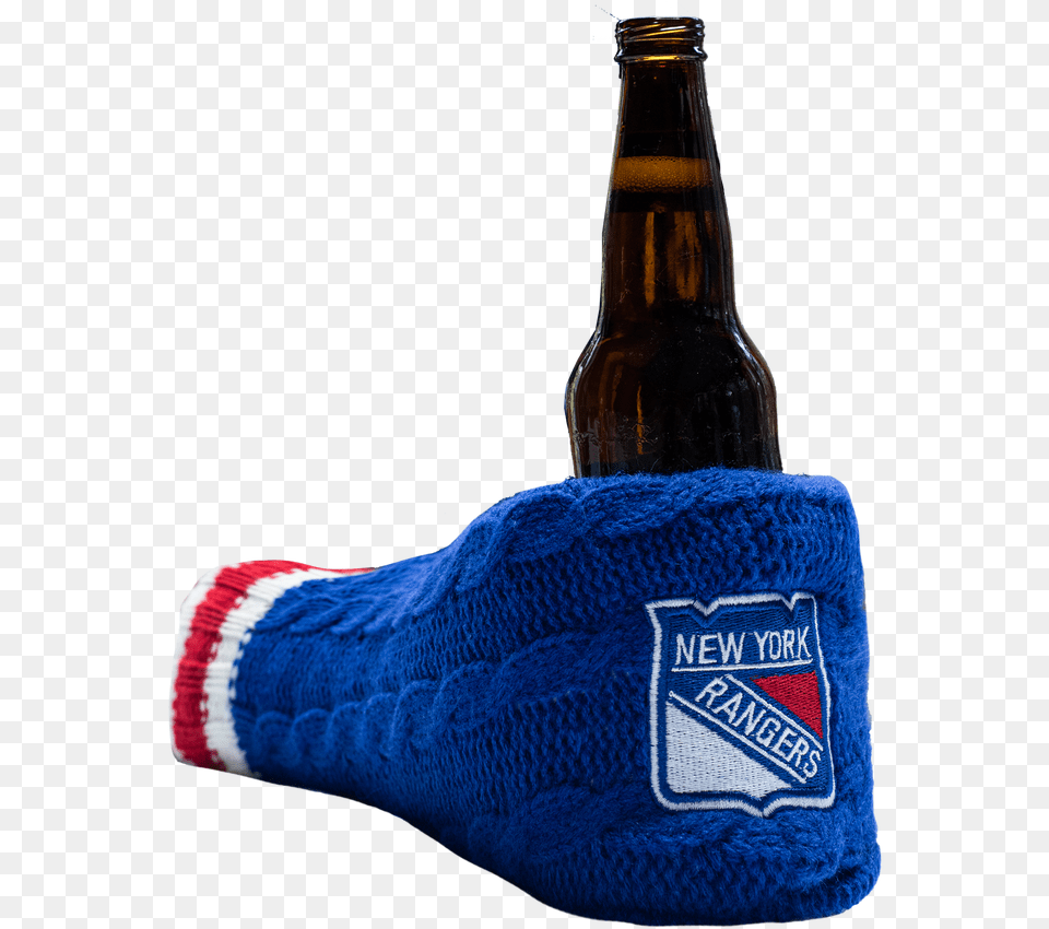 New York Rangers Nhl Koozie Glass Bottle, Alcohol, Beer, Beer Bottle, Beverage Free Png Download