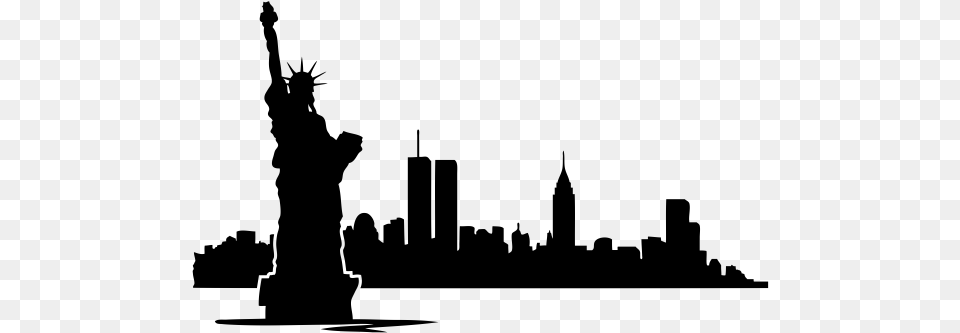 New York Rubber Stamp Silhouette New York Skyline With Twin Towers, Gray Png Image
