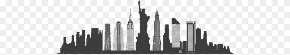 New York Silhouette Statue Of Liberty, City, Architecture, Building, Factory Free Png Download
