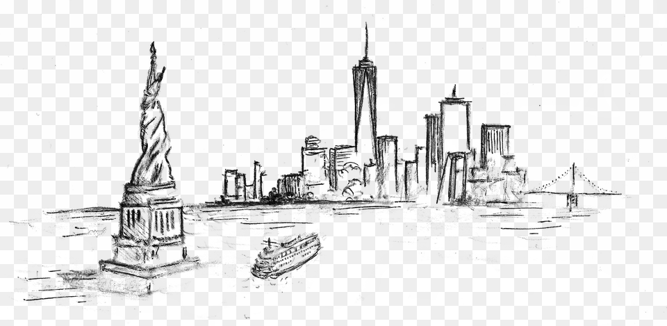 New York Sketch, Gray Free Png Download