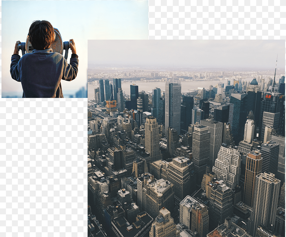 New York Skyline And Boy Looking Out To Nyc New York City, Urban, Photography, Person, Adult Png Image