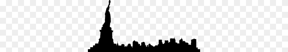 New York Skyline Decal, Gray Free Png