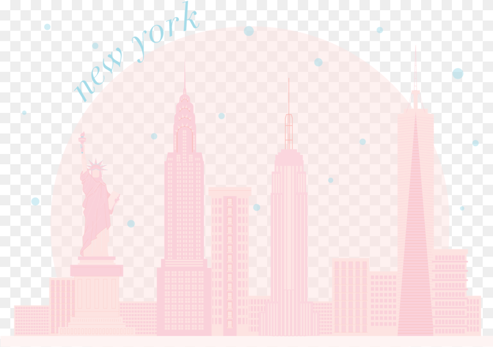 New York Skyline Pink Tower Block, City, Architecture, Building, Dome Free Png