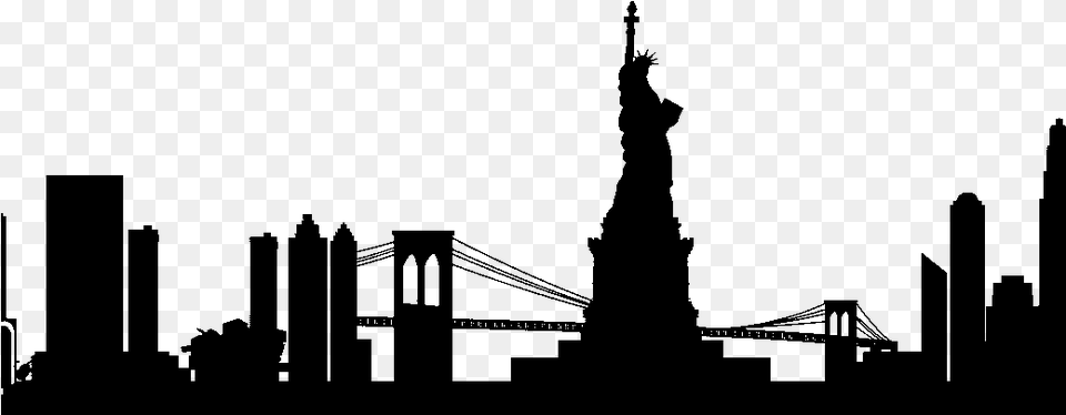 New York Skyline Silhouette, Gray Free Png