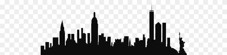 New York Skyline Silhouette Drawing, City, Urban Free Png Download