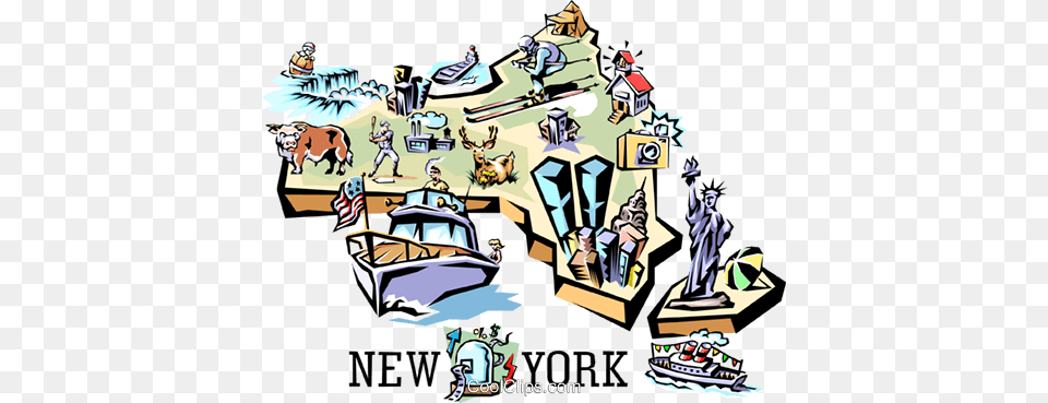 New York Vignette Map Royalty Vector Clip Art Illustration, Publication, Book, Comics, Woman Free Transparent Png