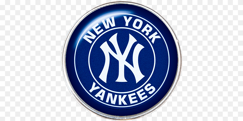 New York Yankees Mlb Baseball Logo Snap Charm Tropicaltrinkets Emblem, Symbol, Badge, Can, Tin Free Png