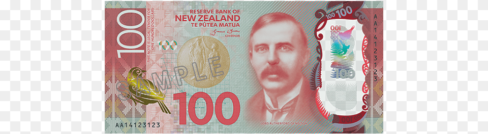New Zealand 100 Dollar Front 100 New Zealand Note, Adult, Male, Man, Person Png Image