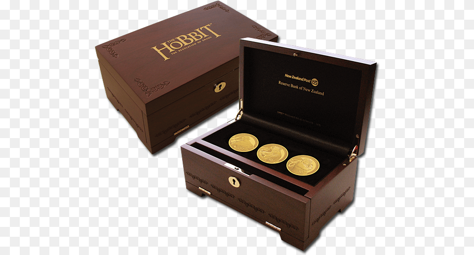 New Zealand 2013 10 Gold Proof 3 Coin Set The Hobbit The Desolation Of Smaug Box, Treasure Free Png
