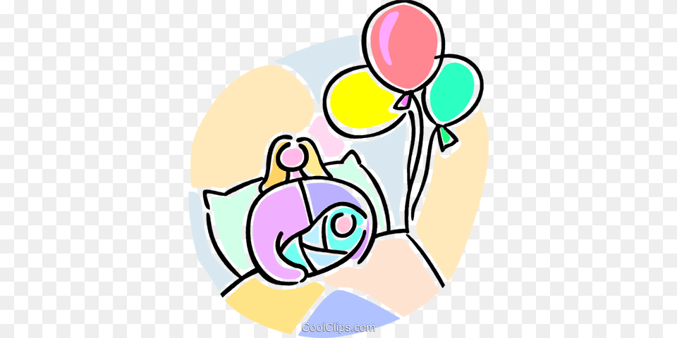 Newborn Baby And Balloons Royalty Vector Clip Art, Graphics, Balloon, People, Person Free Png Download