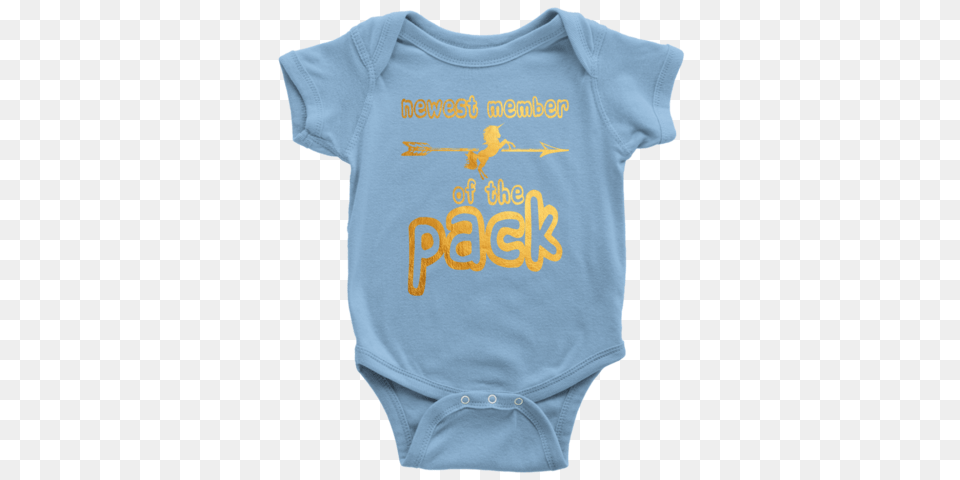 Newborn Baby Shower Newest Member Of The Pack Gold Unicorn Onesies, Clothing, Shirt, T-shirt Png Image