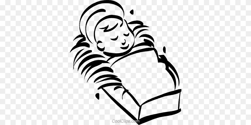 Newborn In A Cradle Royalty Vector Clip Art Illustration, Person, Reading, Sleeping, Baby Png Image