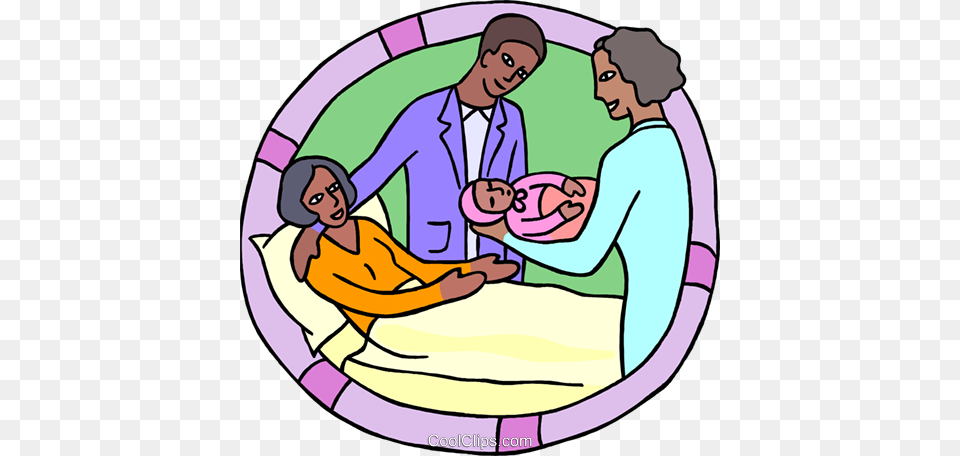 Newborn With Parents In Maternity Ward Royalty Vector Clip, Massage, Person, Baby, Face Free Png Download