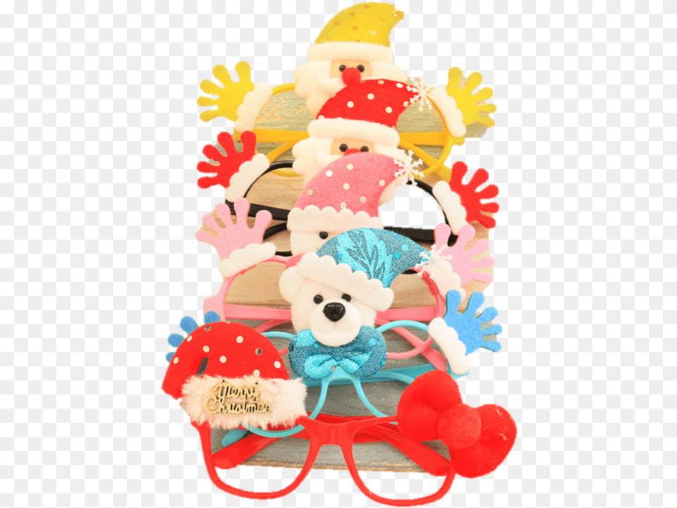 Newest Christmas Glasses Caps Bowknot Christmas Party Party Santa Eyeglasses, Plush, Toy, Birthday Cake, Cake Png