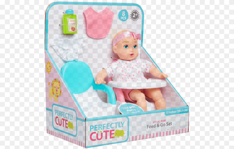 Newperfectly Cute My Lil39 Baby Feed Amp Go 8quot Baby Toys, Person, Doll, Face, Head Free Png Download