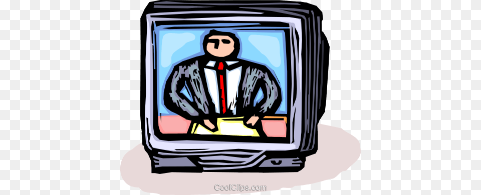 News Anchor On Television Royalty Vector Clip Art, Tv, Computer Hardware, Electronics, Screen Free Png Download