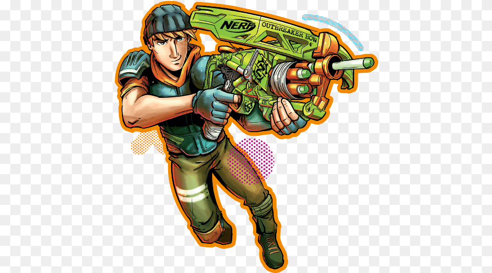 News Cartoon Character With Nerf Guns Full Size Firearms, Publication, Book, Comics, Person Png