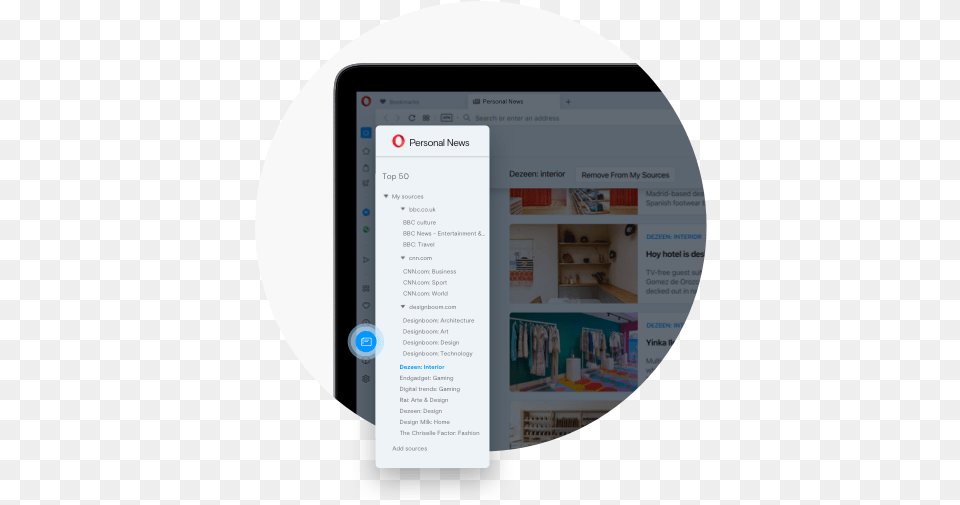 News Reader Personal Newsfeed In The Browser Opera Smart Device, Computer, Electronics, Disk, Tablet Computer Free Png