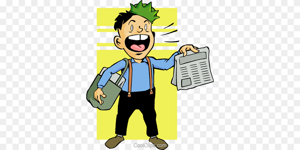 Newspaper Boy Royalty Vector Clip Art Illustration, Child, Person, Male, Book Free Png