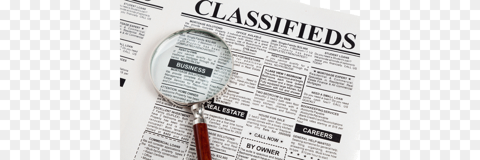 Newspaper Classifieds, Text, Magnifying Png Image
