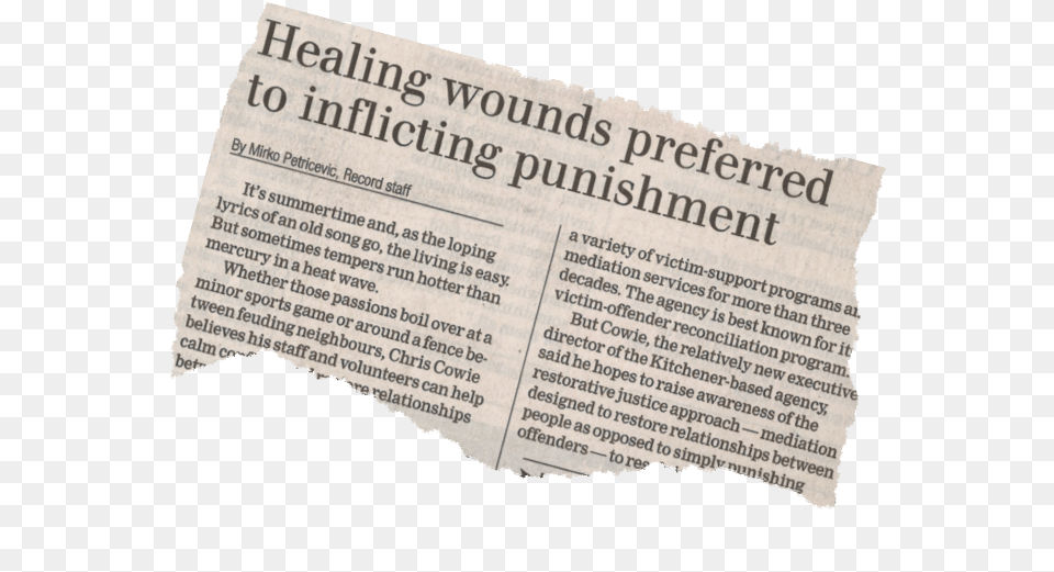 Newspaper Hd Victim Offender Reconciliation Program Canada, Text Png