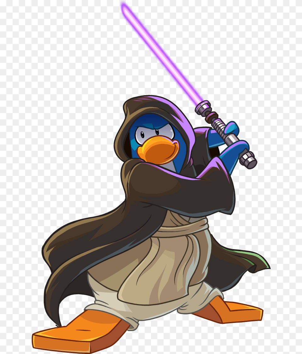 Newspaper Issue Purple Penguinpng Club Penguin Lightsaber, Sword, Weapon, People, Person Png Image