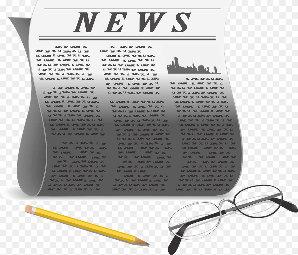 Newspaper Pencil And Glasses Clipart, Text, Page, Pen Free Png