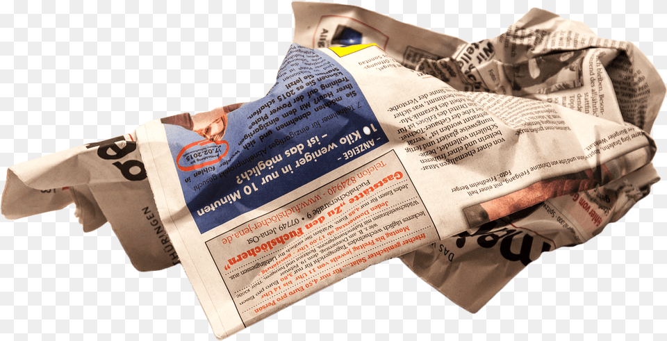 Newspaper Wrinkled Crumpled Newspaper, Text, Clothing, Shirt Free Transparent Png
