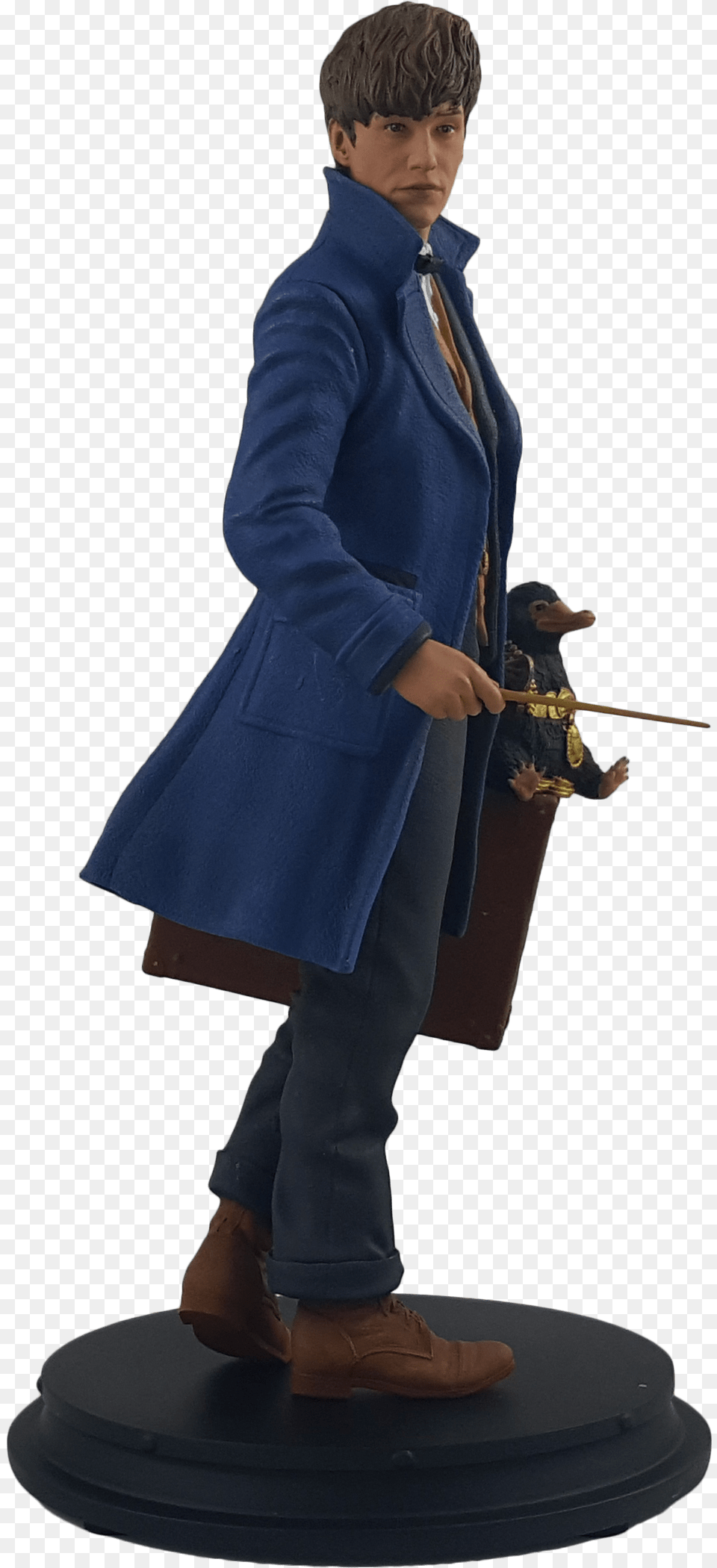 Newt Scamander Statue, Clothing, Coat, Overcoat, Person Free Png