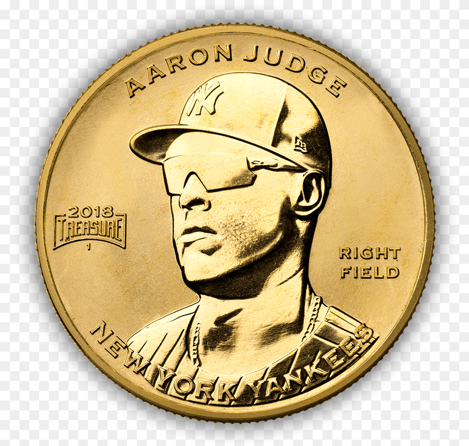 Newyorkyankees Aaronjudge Gold Shadow Aaron Judge Baseball Treasure Coin, Adult, Man, Male, Person Free Png