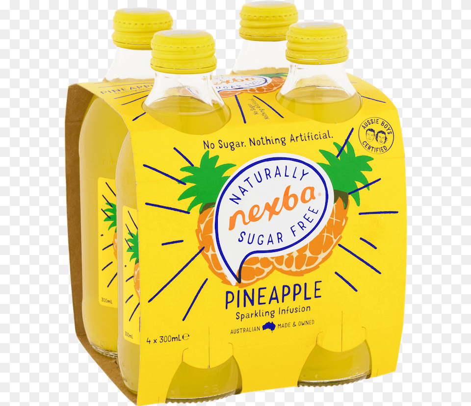 Nexba Naturally Sugar Pineapple Soft Drink Bottle, Beverage, Juice Free Transparent Png