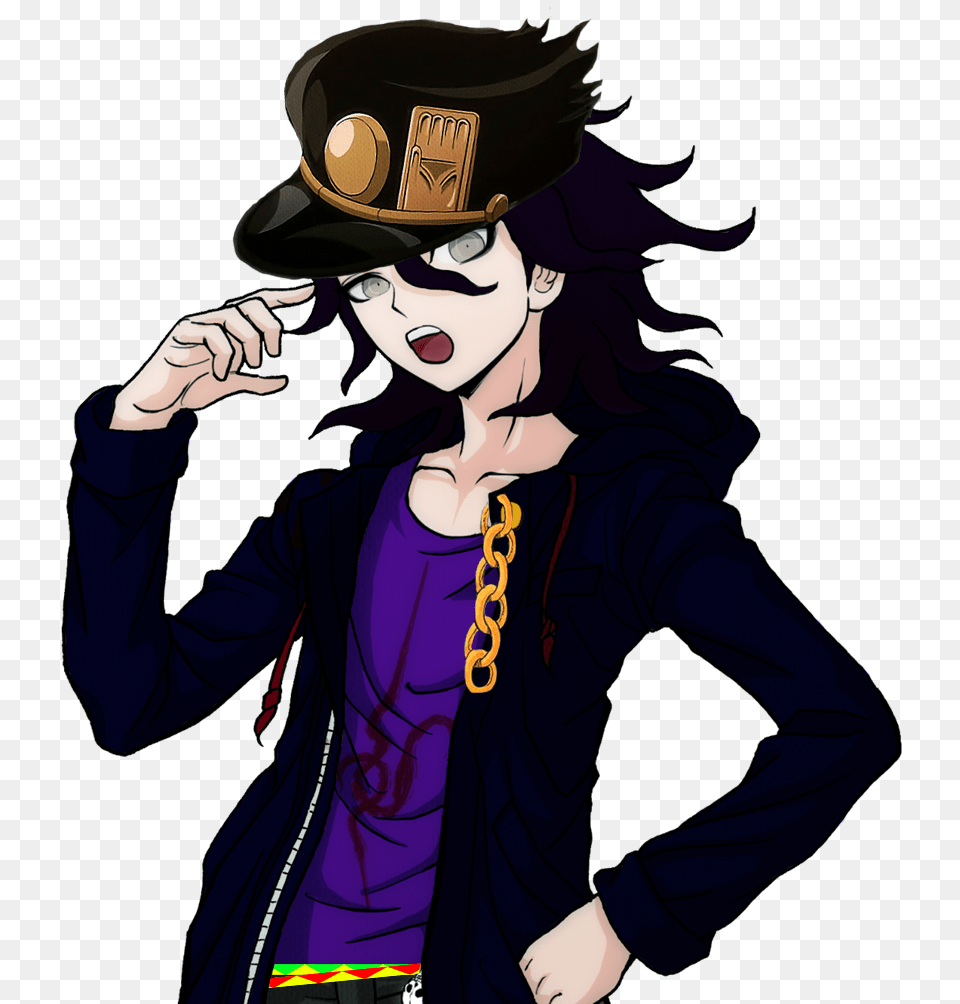 Next In My Line Of Jojo Edits Nagito As Jotaro Kujo Blushing Nagito Komaeda Sprite, Person, Face, Head, Cartoon Free Transparent Png